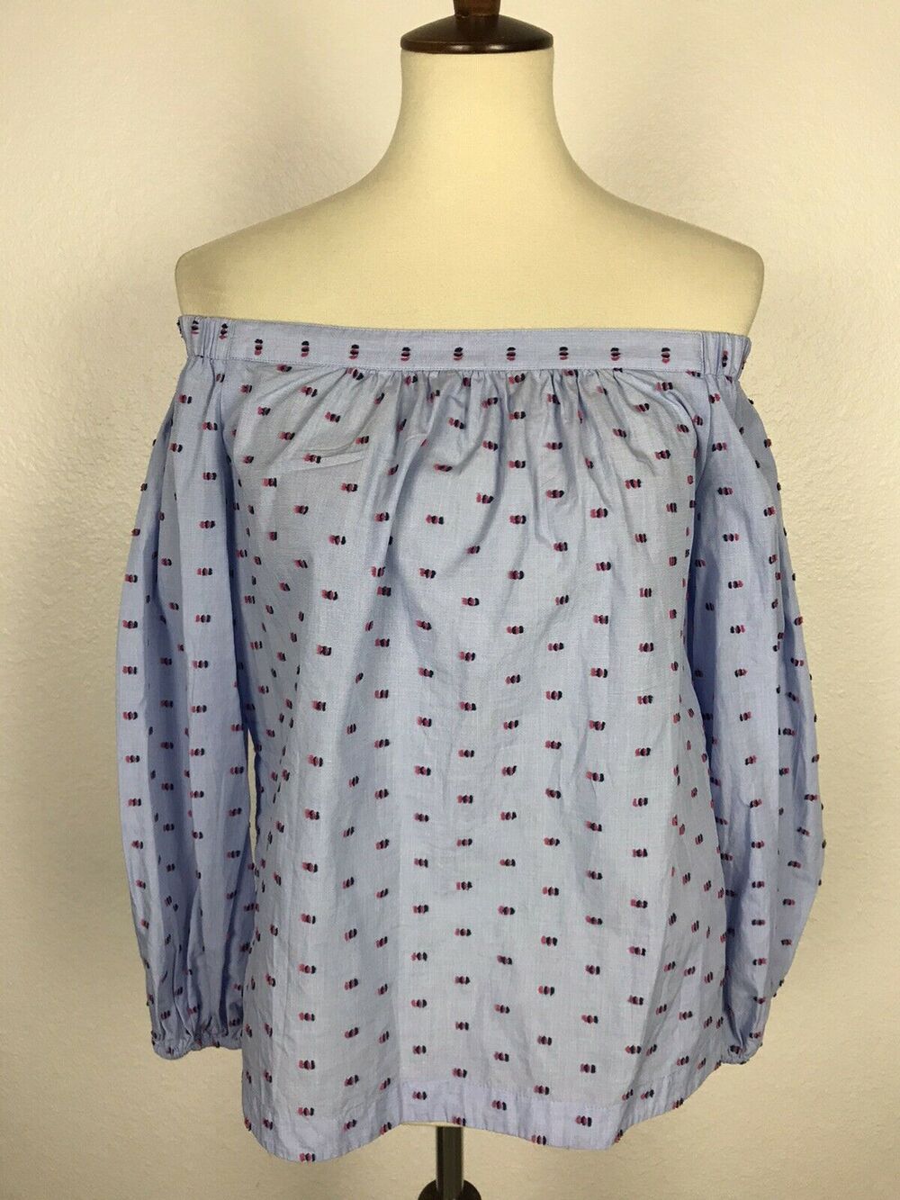 BCBG Max Azria Daniela Swiss Dot Off Shoulder Top